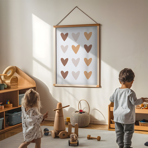 アートポスター ハート ベージュ ブラウン 可愛い おしゃれ やさしい