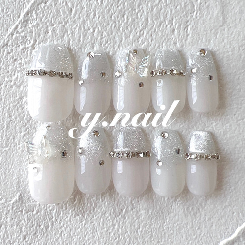 ネイルチップ オーダー マグネット ミラー フレンチ 韓国 夏 蝶々 44529b691cdd8fc62e8e24fb41560d