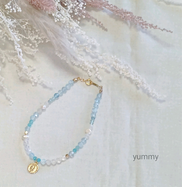 natural stone bracelet(mermaid aquamarine) 2枚目の画像