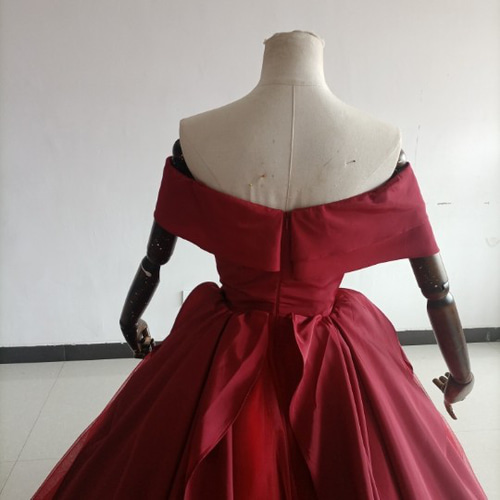 送料無料！人気上昇！カラードレス パーティードレス ワインレッド  