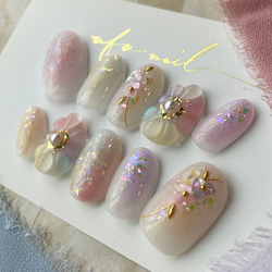 rainbow luminous flower nail　レインボールミナスフラワーネイル 2枚目の画像