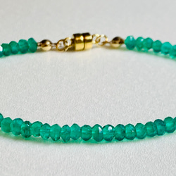 3mmグリーンオニキスのブレスレット天然石♪14kgf ブレスレット