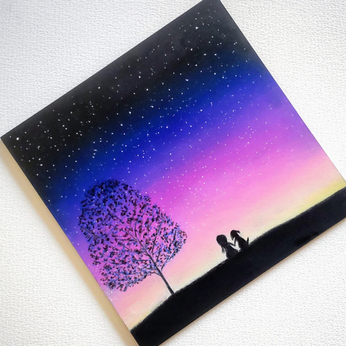 今日がはじまる 静かな 夜明けの空 【原画】オイルパステル