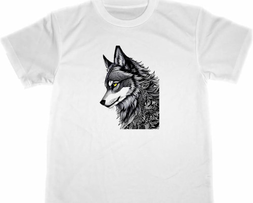 オオカミ ドライ Tシャツ アニマル 狼 WOLF グッズ リアル イラスト
