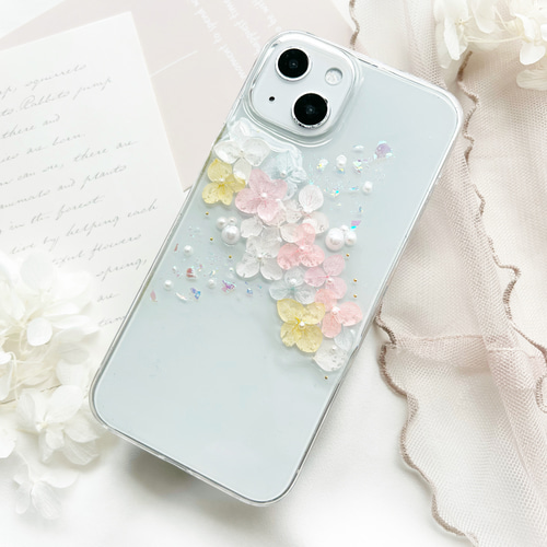 グリッターケースの押し花スマホケース※iPhone 限定