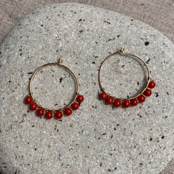 Red Coral Hoop Earring – レッドコーラル#02 - 2枚目の画像