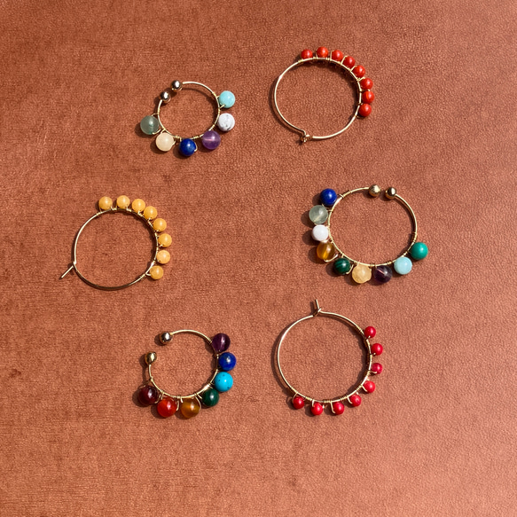 Red Coral Hoop Earring – レッドコーラル#02 - 4枚目の画像