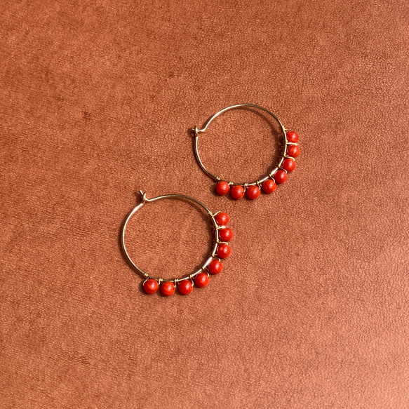 Red Coral Hoop Earring – レッドコーラル#02 - 3枚目の画像