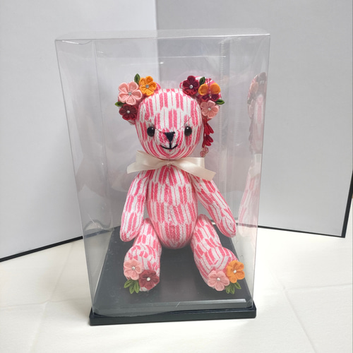 テディベアにつまみ細工のぬいぐるみ ぬいぐるみ MINA-FLOWERCRAFT