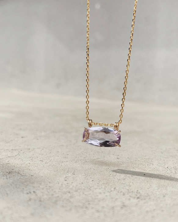 【2月誕生石/14kgf】“sac” Pink Amethyst Necklace ピンクアメジスト 天然石 ネックレス 3枚目の画像