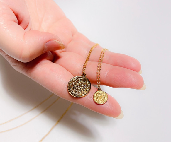 New in! 大きめサイズ！つけっぱなしOK❗金属アレルギー対応コインネックレスサージカルステンレス 4枚目の画像
