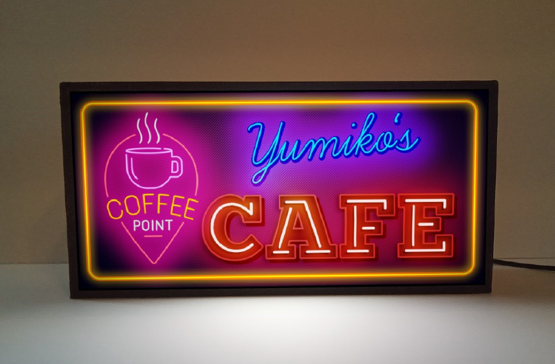 【名前変更無料】コーヒー カフェ 喫茶 アメリカンレトロ ミニチュア サイン ランプ 看板 置物 雑貨 ライトBOX