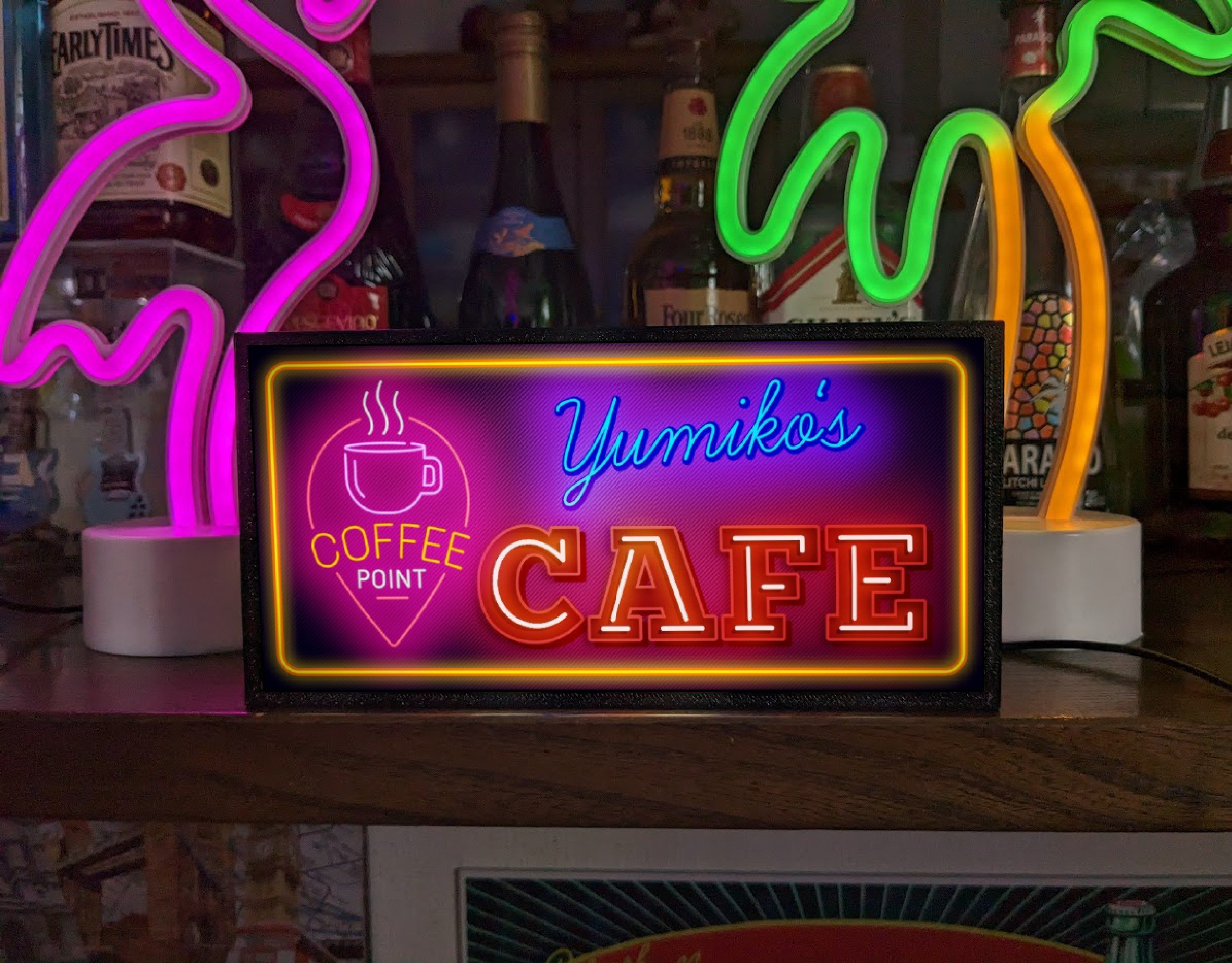 【名前変更無料】コーヒー カフェ 喫茶 アメリカンレトロ ミニチュア サイン ランプ 看板 置物 雑貨 ライトBOX