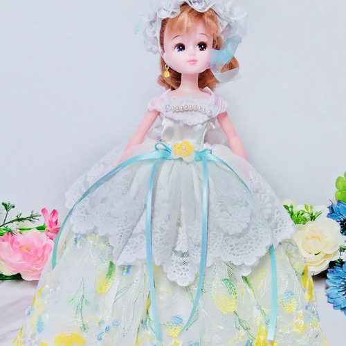 リカちゃん用着せ替えドレス 黄色お花のレースのドレス その他人形 お 