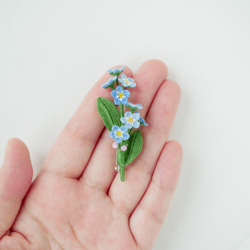 刺繍サービス バッティング手袋 鳥と勿忘草のブローチ | www.italtras.com