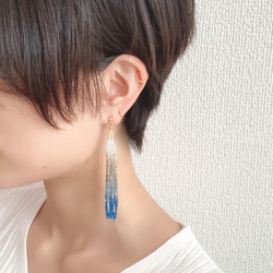 PIERCE:「夏」四季 -グラデーションビーズのタッセルピアス- 6枚目の画像