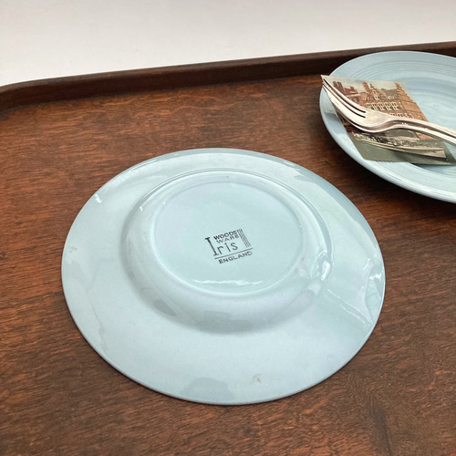 vintage cake plate Woods Ware Iris ウッズウェア アイリス ブルー