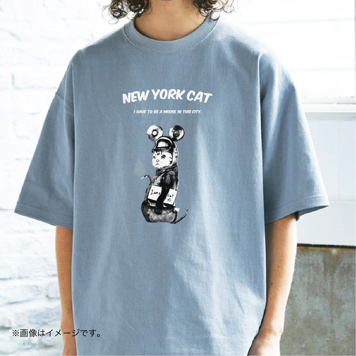 厚みのあるBIGシルエットTシャツ「NYの猫」 /送料無料