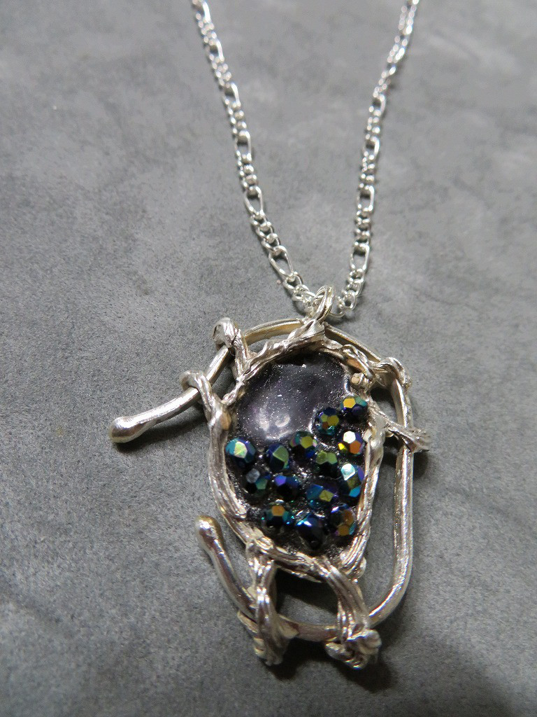 ベネチアンガラス＆銀粘土＆純銀線＆ビーズのコラボオリジナル作品