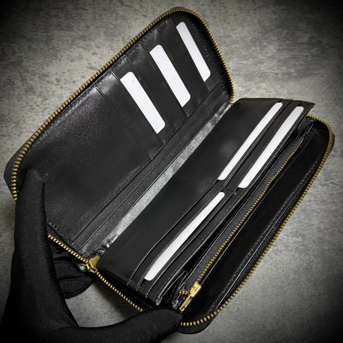 A級ランク スタースティングレイ長財布 新品 エイ革 本革 財布 黒 ガルーシャ スタースティングレイ 長財布 エイ革 一枚革 ガルーシャ