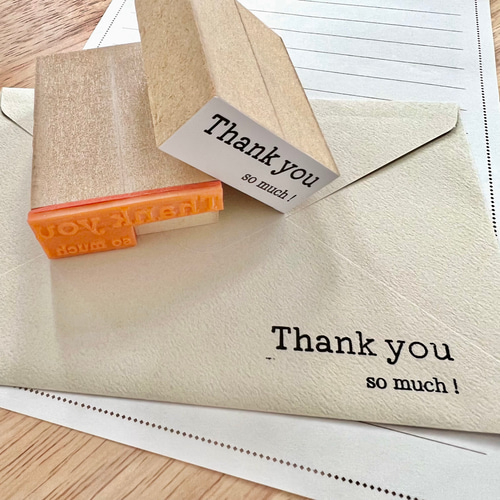 02. Thank you so much ! 】英字ラバースタンプ サンキュー スタンプ
