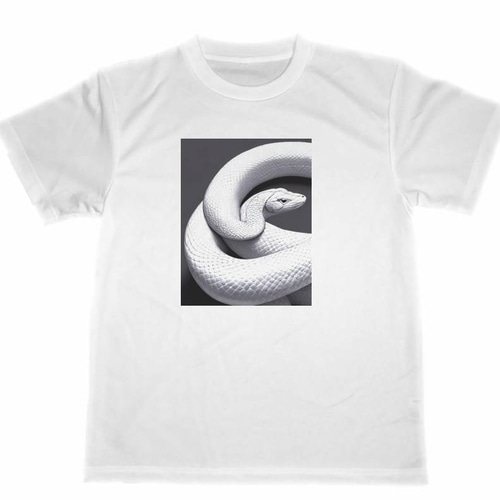 白蛇 ドライ Tシャツ 蛇 グッズ 巳年 ヘビ 爬虫類 アニマル イラスト
