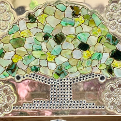 シェルアートフレーム　ꕤ  グリーンツリー　インテリアフレーム　ナチュラル　ꕤ  シェル  天然貝　ステンドグラス風　 18枚目の画像