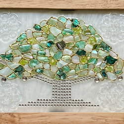 シェルアートフレーム　ꕤ  グリーンツリー　インテリアフレーム　ナチュラル　ꕤ  シェル  天然貝　ステンドグラス風　 9枚目の画像