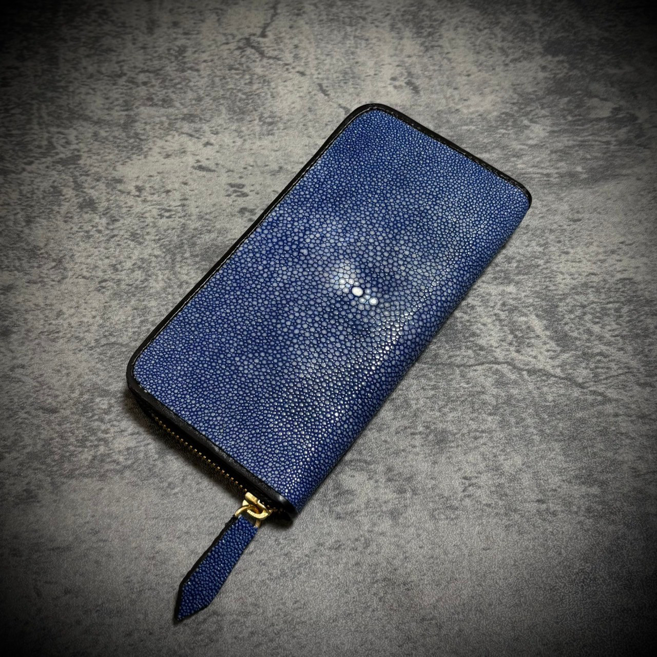 スティングレイ ガルーシャ 大容量 長財布 カード1５枚 メンズ財布 レディス財布 エイ革 ネイビー 紺