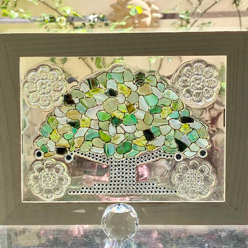 シェルアートフレーム ꕤ グリーンツリー インテリアフレーム シャビー