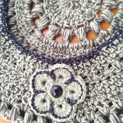 レースかぎ針編み・透かし模様のベレー帽（56cm） 8枚目の画像
