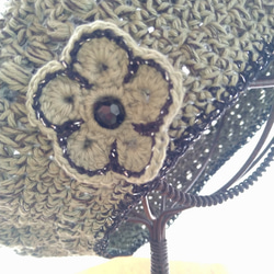 レースかぎ針編み・透かし模様のベレー帽（56cm） 11枚目の画像