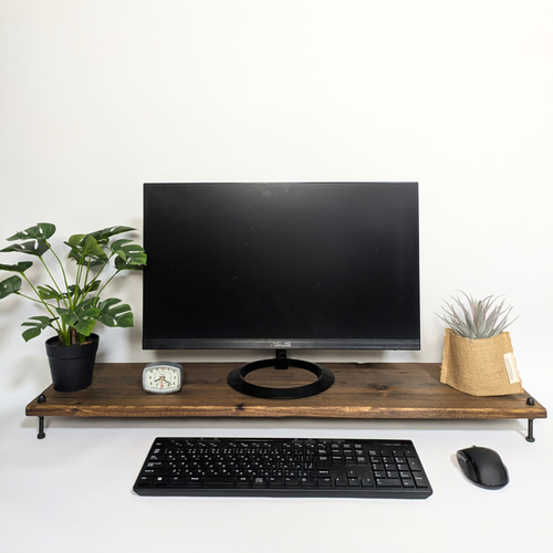 ヴィンテージ風】PCモニタースタンド モニター台 デスクシェル 無垢材