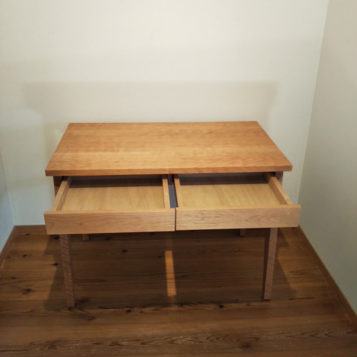 ブラックチェリーのデスク【受注製作品】～引き出し2杯・50×100㎝・高
