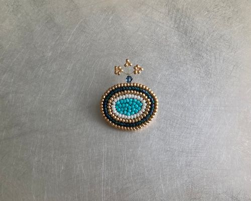 ビーズ刺繍 ブローチ 〈水紋1〉 ブローチ 謎ノ座 通販 15797425