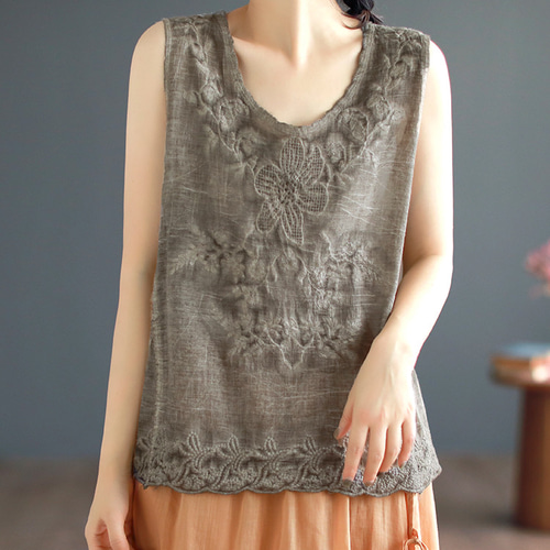 vintage 繊細　レース　タンクトップ　キャミソール　uncinq 繊細レースタンク[品番：IGAW0000481]｜axes femme（アクシーズファム
