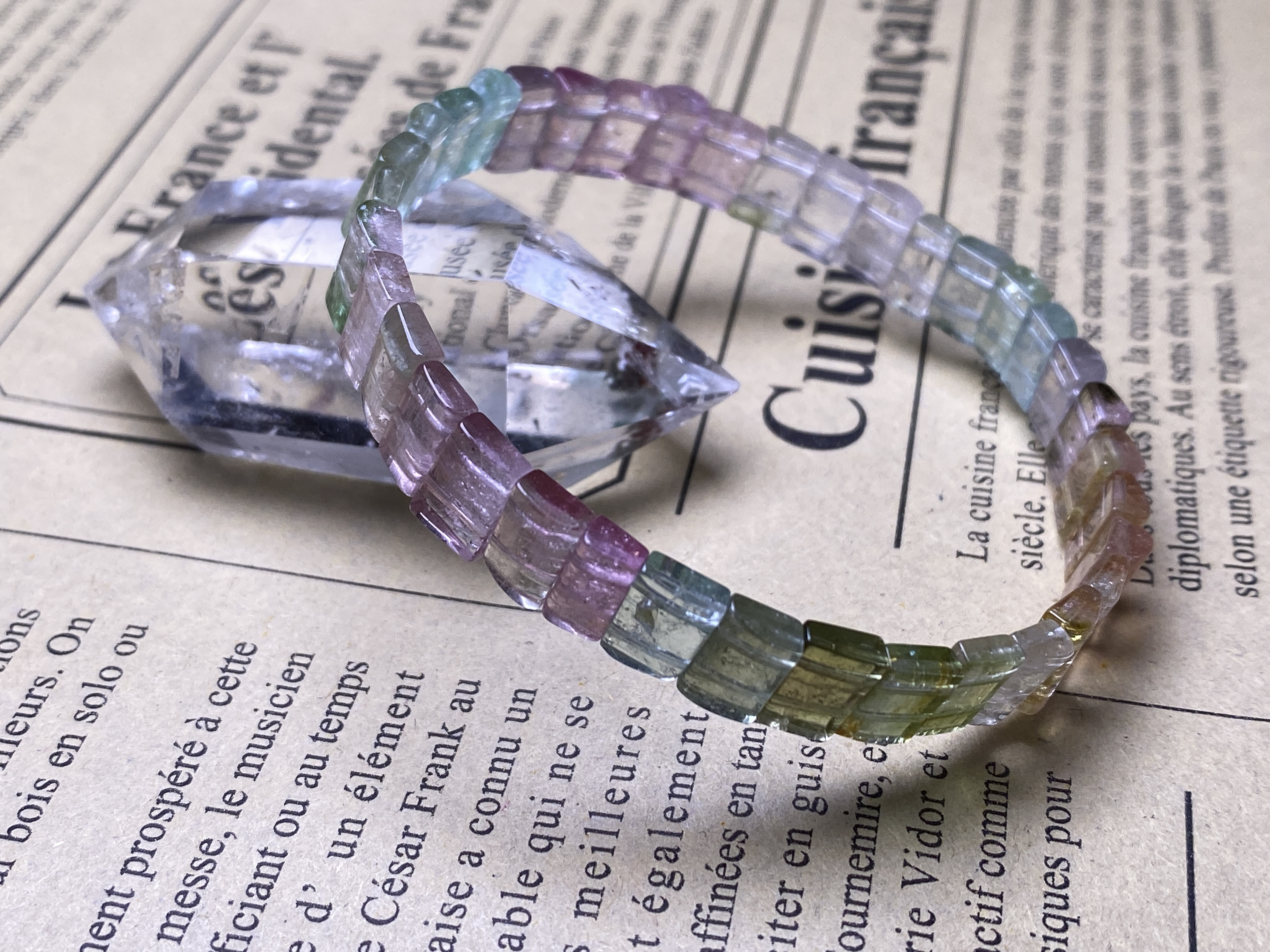 高品質No:1549天然石ミックストルマリン早い者勝ちバングル