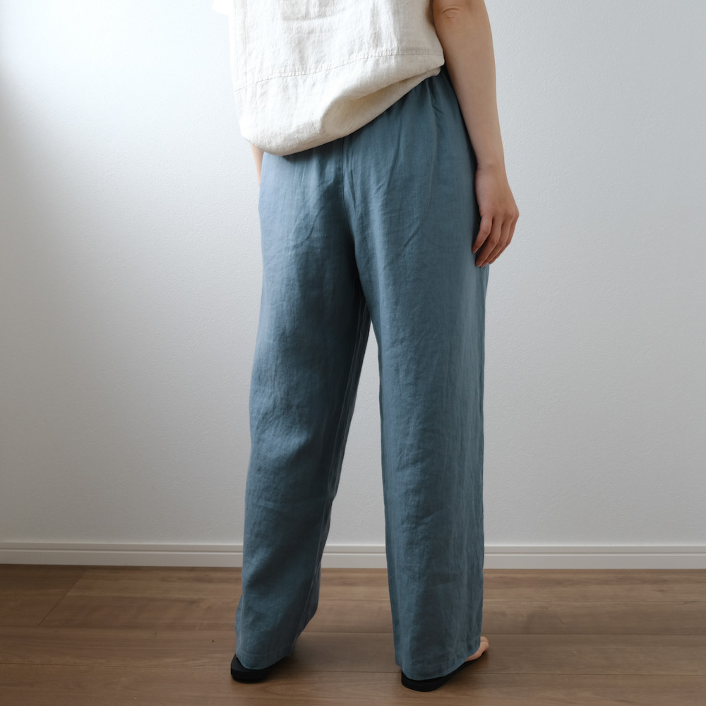 冷感 大人 ナチュラル リネン 麻 ワイドパンツ 体型カバー ゆったり 春夏 P2351 LB