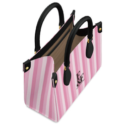 ミニボンチャーチ ミニショッパー・バッグ ブラック 花柄 オシャレ ストライプ ピンク オシャレ 母の日 ハンドバッグ 4枚目の画像