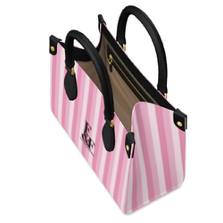 ミニボンチャーチ ミニショッパー・バッグ ブラック 花柄 オシャレ ストライプ ピンク オシャレ 母の日 ハンドバッグ 5枚目の画像