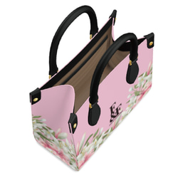 ミニボンチャーチ ミニショッパー・バッグ ブラック 花柄 オシャレ ユリ ピンク オシャレ 母の日 ハンドバッグ 4枚目の画像