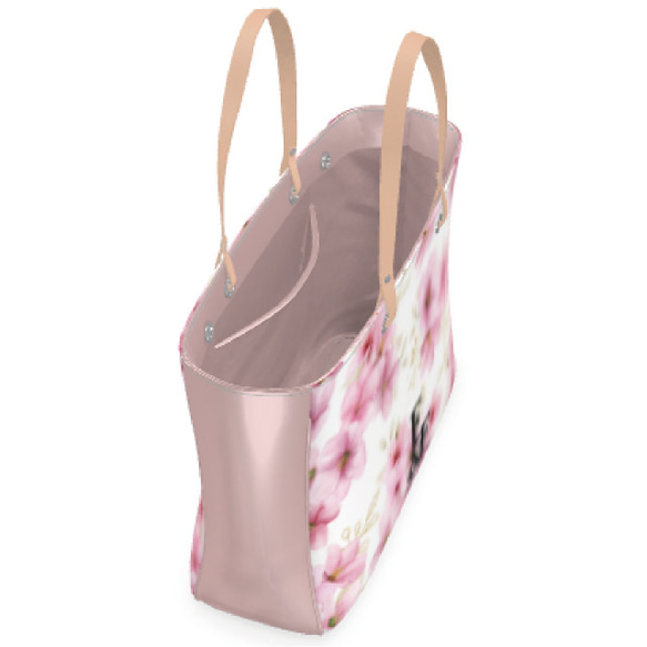 【ビッグ】デザイントートバッグ ビッグ 花柄 ロゴ ピンク 桜 サクラ トート バッグ カバン オシャレ 春 3枚目の画像
