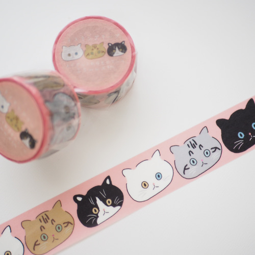 ② BGM マスキングテープ 猫の顔 BGM(ビージーエム) マスキングテープ Life 箔押し 猫の顔 BM-LGCD049