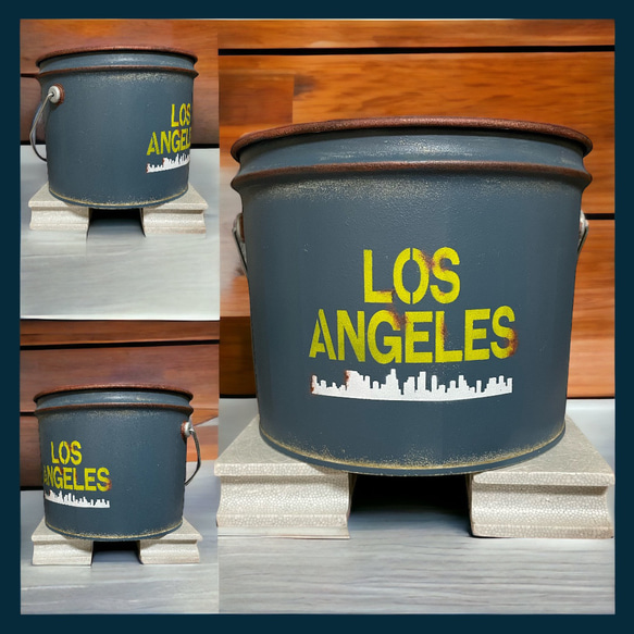 リメイクペール缶 ロサンゼルス 鉢入れ プランター 多肉植物 ゴミ箱 リメ缶 1枚目の画像