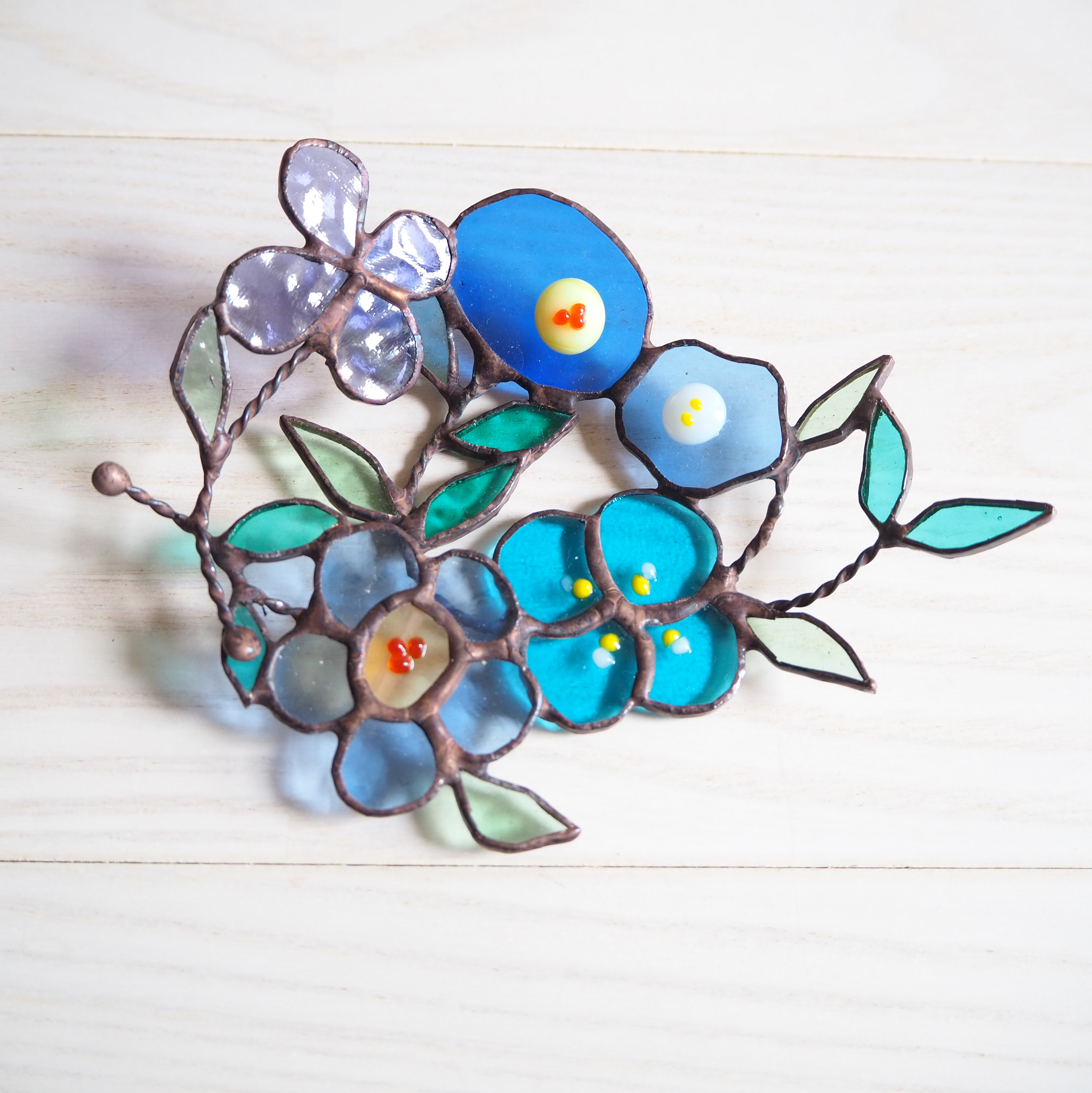 2wayガラスの花器＆ステンドグラスの涼やかなお花