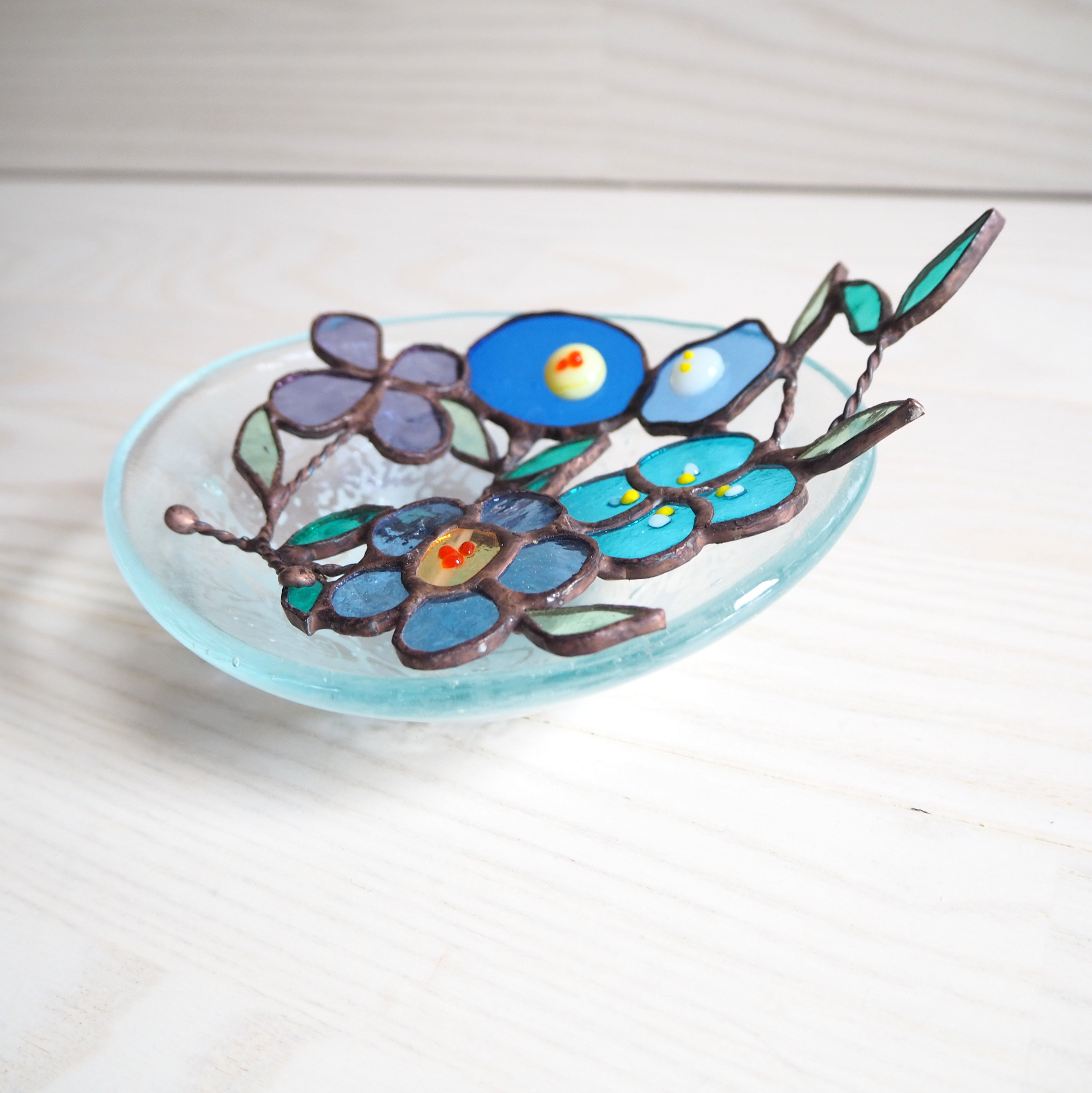 2wayガラスの花器＆ステンドグラスの涼やかなお花