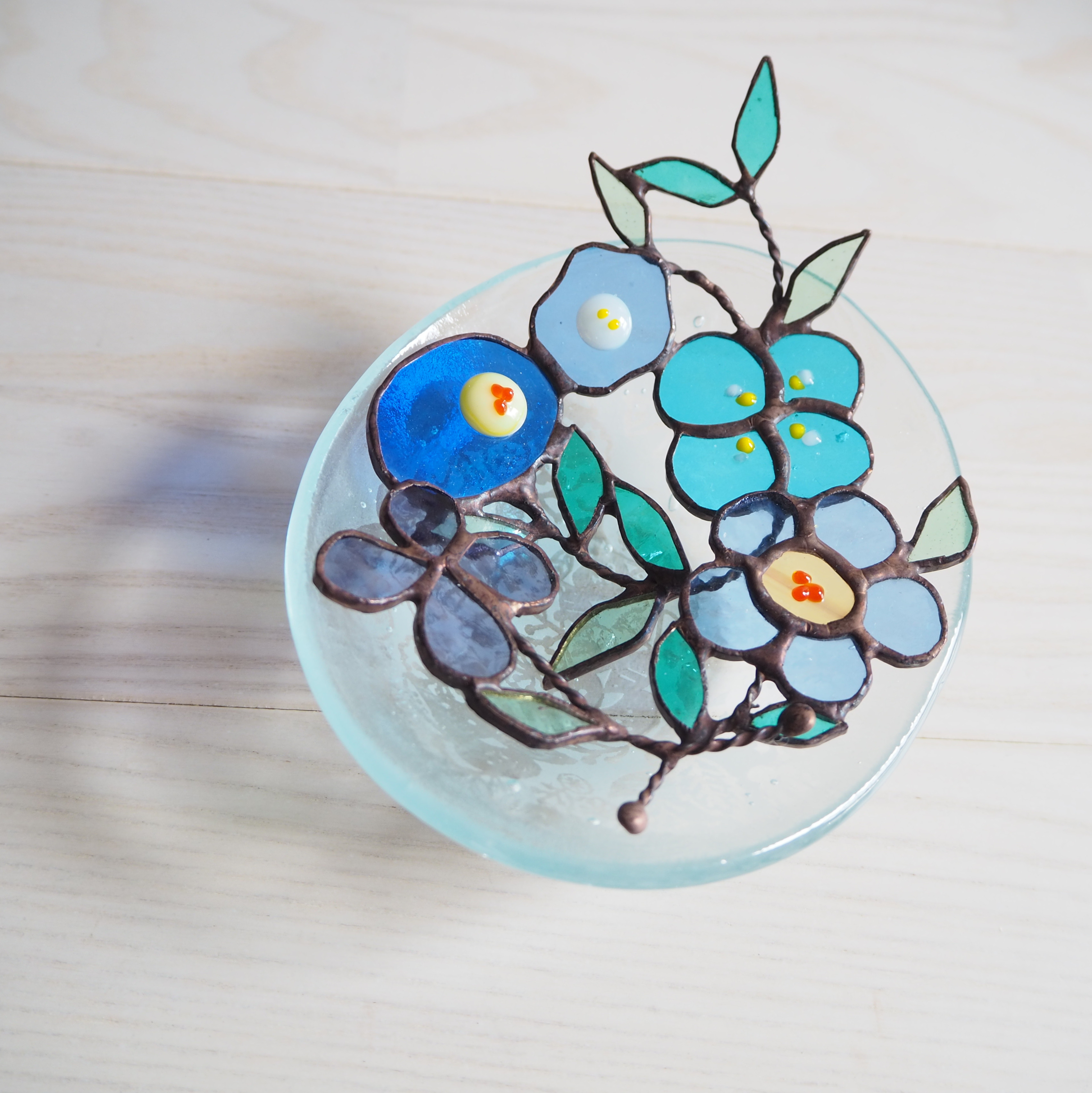 2wayガラスの花器＆ステンドグラスの涼やかなお花