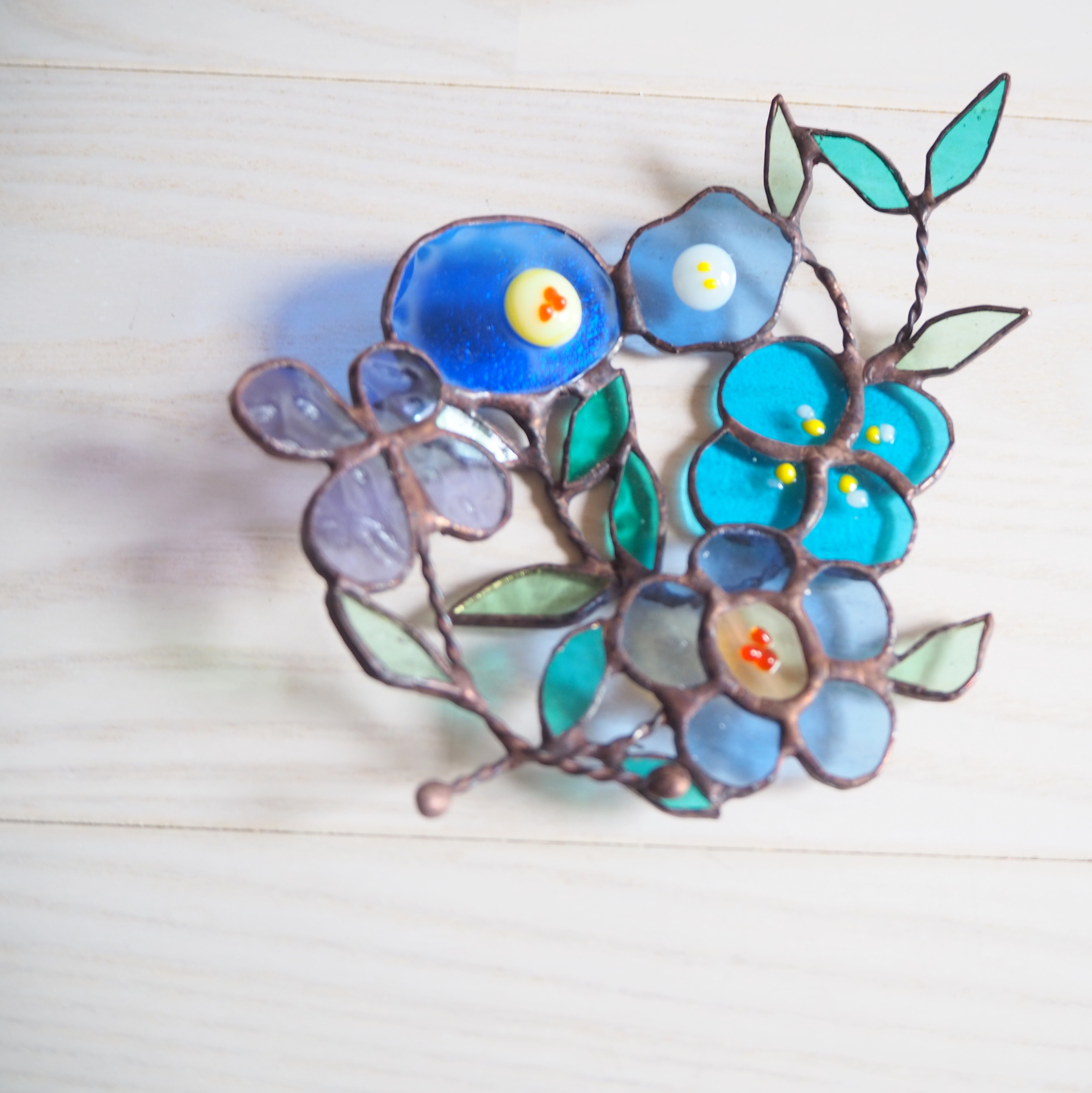 2wayガラスの花器＆ステンドグラスの涼やかなお花