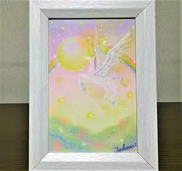 パステル画 黄昏の虹月空とユニコーンの飛翔 原画 絵画 T's Arts 通販