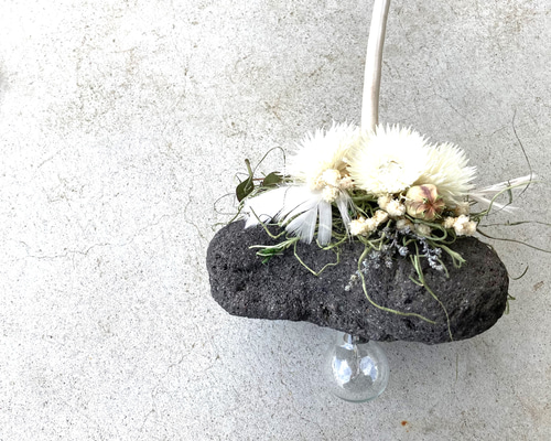 ストーンライト 石とドライフラワーのペンダントライト シーリング